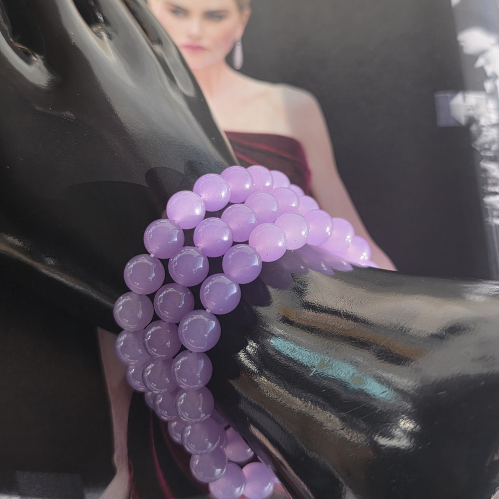Chic Geniune Purple Jade Beaded Bracelet~ Top Quality Beads
